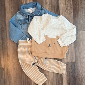 3 Piece Set Neutral Outfits 12 Months